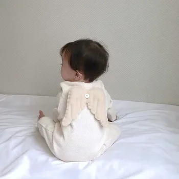 

Cute Back Wings Baby Rompers Long Sleeve White Brown Cotton Kids Boy Girls Romper Jumpsuit Infant Baby Autumn Clothes Outfits