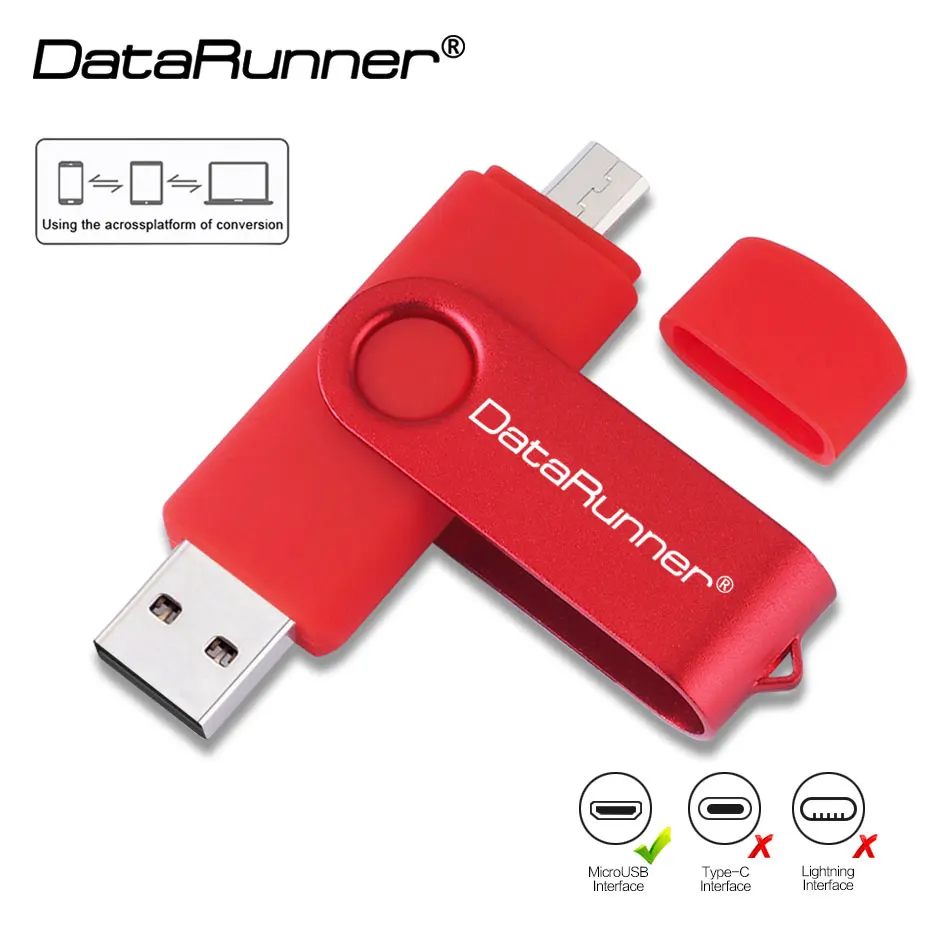 Флэш накопитель USB DataRunner OTG 2 в 1 флэш Micro usb и 0 256 ГБ 128 64 32 16 8 карта памяти|USB