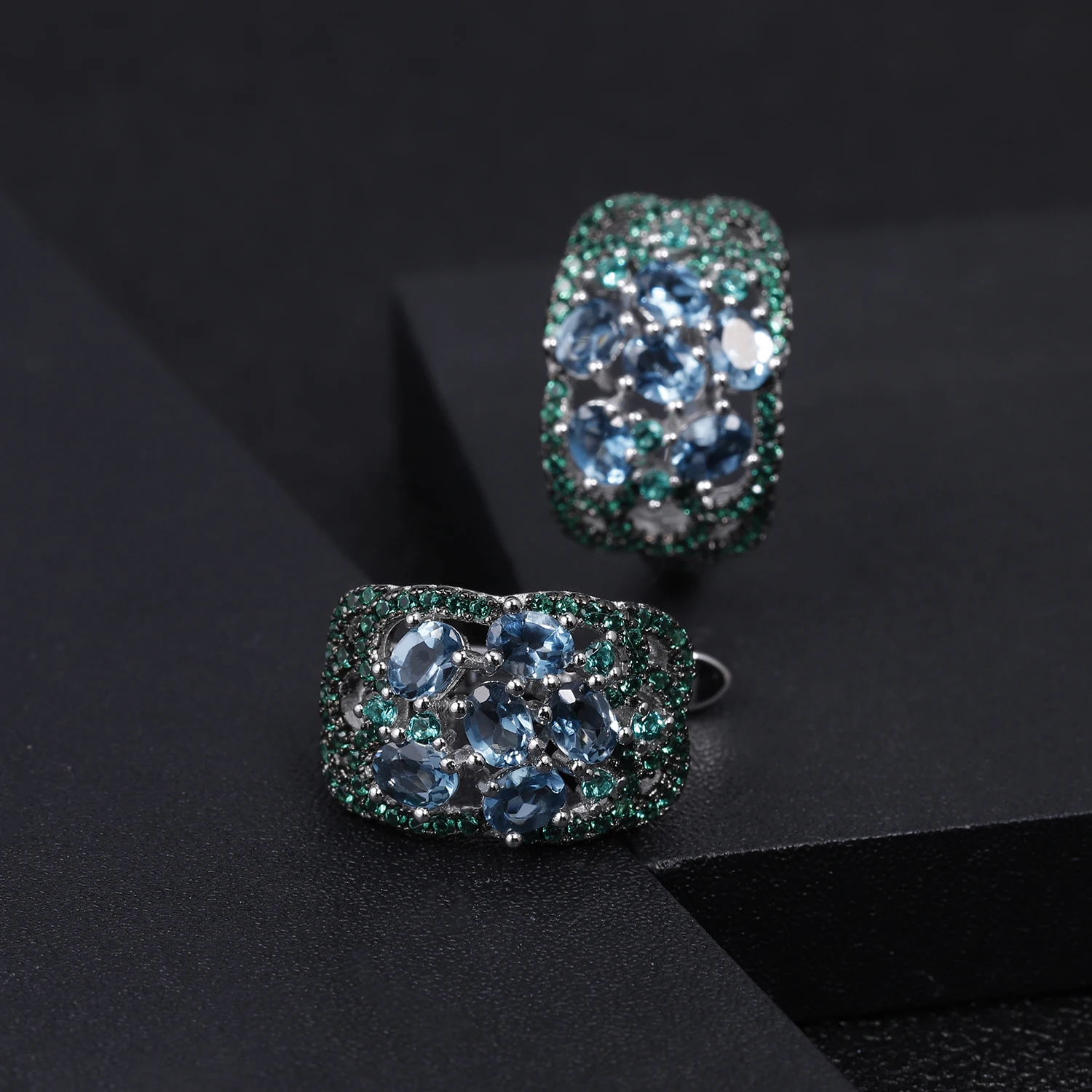 GEM'S BALLET, 2.5Ct, натуральный Лондонский голубой топаз, клипсы, серьги, 925 пробы, серебро, Винтажные серьги с драгоценным камнем для женщин, хорошее ювелирное изделие