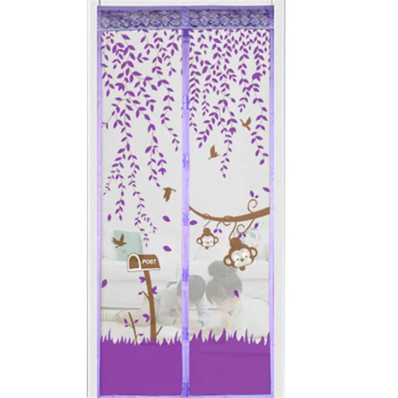 Летнее окно экран ing предотвращает москитный занавес Portiere экран двери Магнитный Магнит пейзаж - Цвет: Фиолетовый