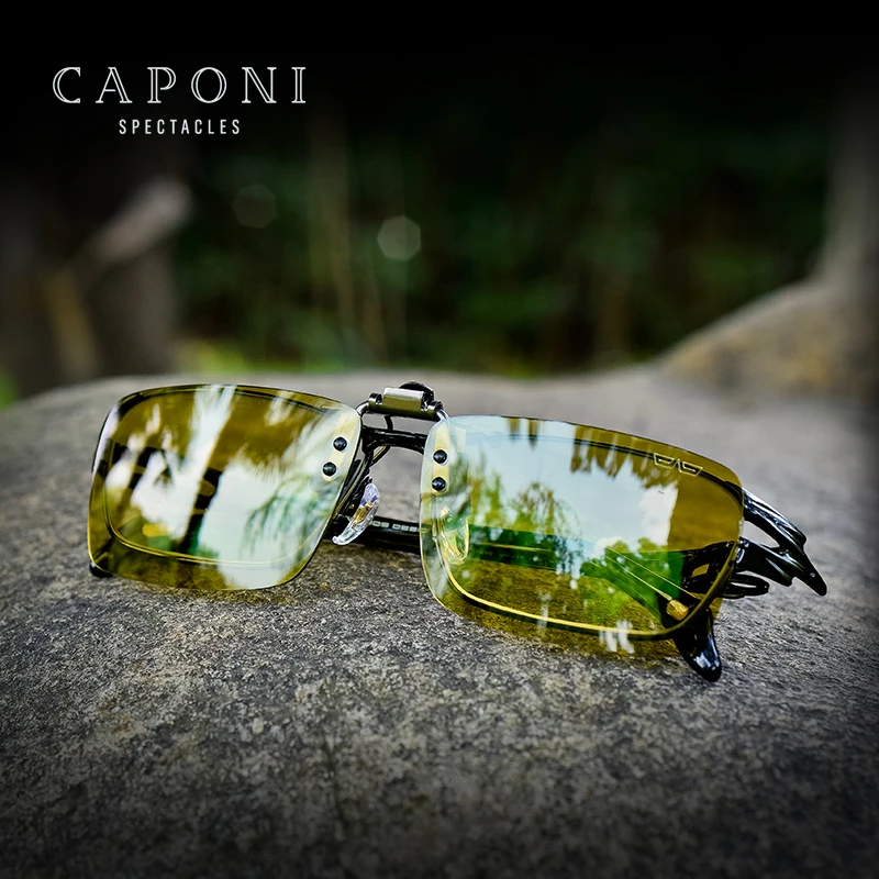 CAPONI Night Vision Clip On Frame Glasses Photochromic Polarized