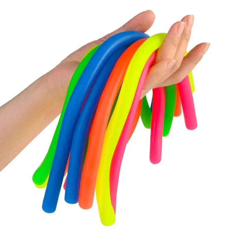 4 pçs crianças adulto brinquedo de descompressão macarronete macio estiramento corda borracha tpr corda piadas fidget autismo anti stress alívio brinquedos