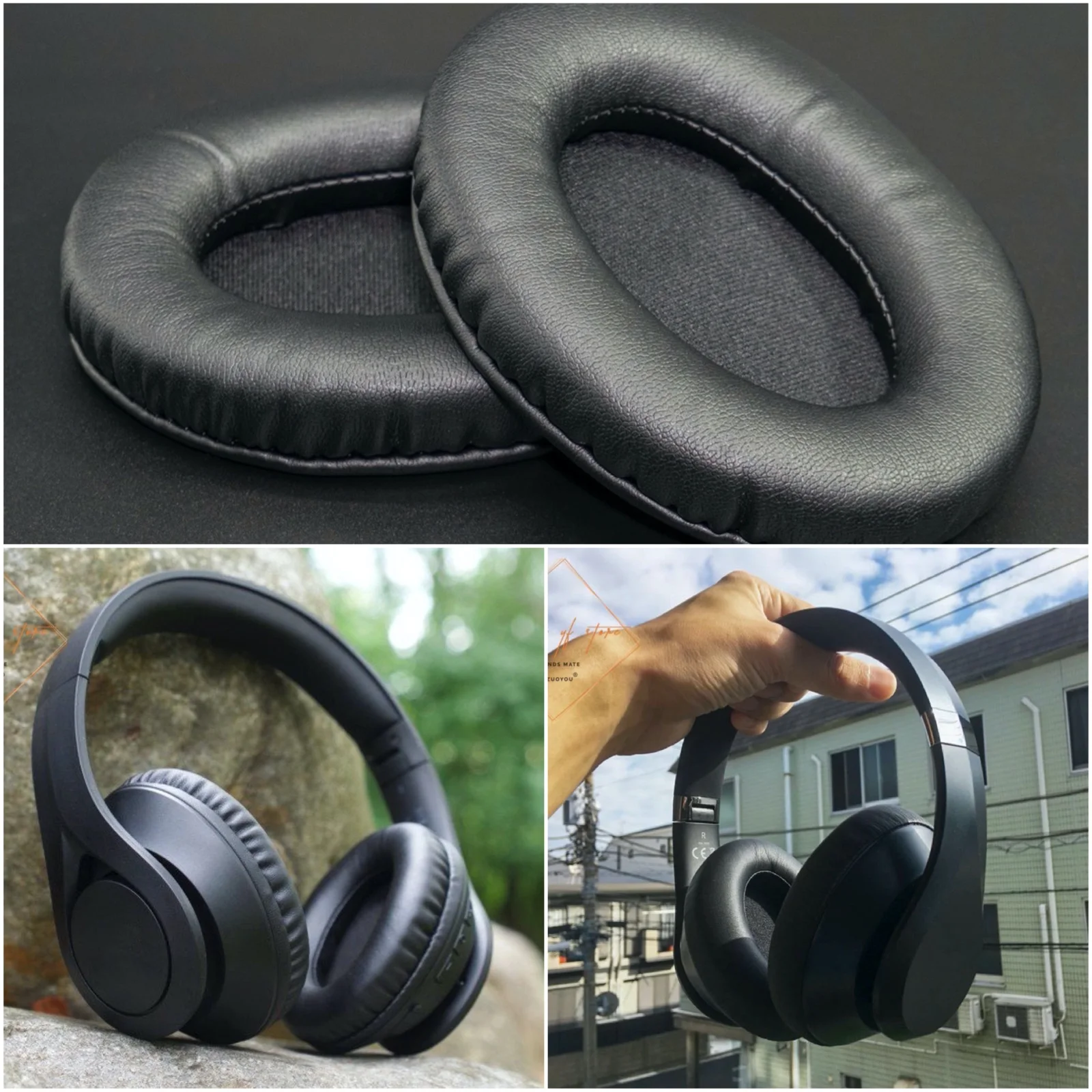 Almofada Oval em Formato de Ovo em Couro Macio Almofada para Fone de Ouvido em Espuma Elipse para Mpow H20 Qualidade Perfeita Versão sem Preço