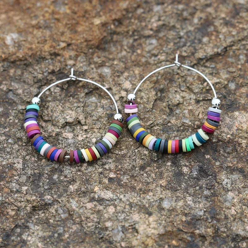 E8071c Серьги для женщин девушек Мода Красочные Fimo корейские серьги ювелирные изделия серьги - Окраска металла: E8071c