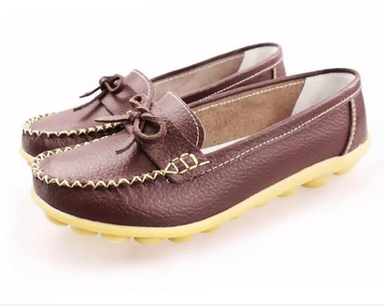 Women Flats Red Genuine Leather shoes female fashion casual comfortable women shoes solid Autumn shoes woman ladies shoes