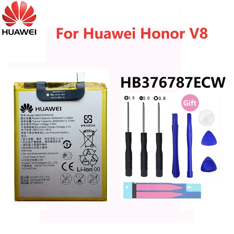 Hua Wei Original Phone Battery 3500mAh HB376787ECW For Huawei Honor V8 V 8 Replacement Batteries | Мобильные телефоны и