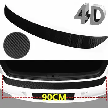 

90cm 4D Carbon Fiber Car Rear Bumper Trunk Scuff Protective Anti-Scratch Sill Cover Trim Guard Edge Decal Sticker Strip