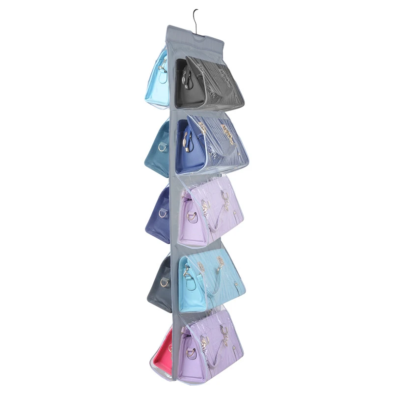 10 Карманный подвесной мешок Органайзер шкаф прозрачный мешок для хранения сумки шкаф для обуви Органайзер двери стены мешок для мелких предметов Сумка - Цвет: Темно-серый