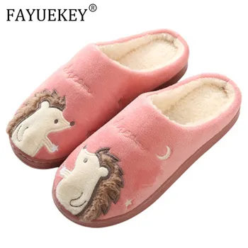 

Women Slippers Cartoon Hedgehog squirrel Unicorn Slippers Winter Non-slip Fur House Indoor Outdoor Plush Ladies Shoes Men Couple