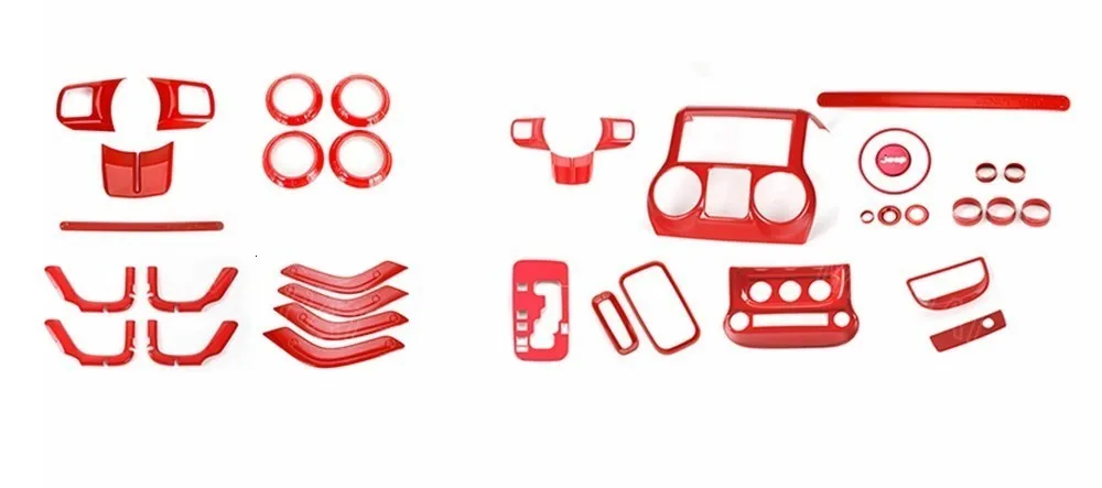 MOPAI молдинги для салона, красный набор для украшения салона автомобиля, наклейки для Jeep Wrangler JK 2011-, автомобильные аксессуары, Стайлинг