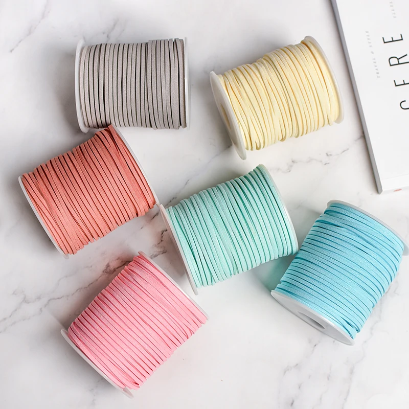 Faux Suede Cord Leather Cord 2.6MM 5yards 33colors Flat Braided For Jewelry Making Diy Handmade Bracelet