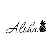 

Aloha Text Pinapple Hawaii Aloha Black Bathroom Silhouette Art Painting Car Stickers Rear Window Car Sticker