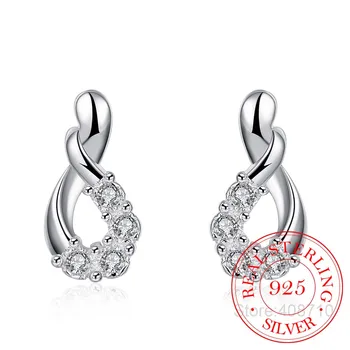 

925 Sterling Silver 2020 NEW Arrivals Fashion Shiny Crystal Ladies`stud Earrings Jewelry Women Female Anti Allergy Cheap