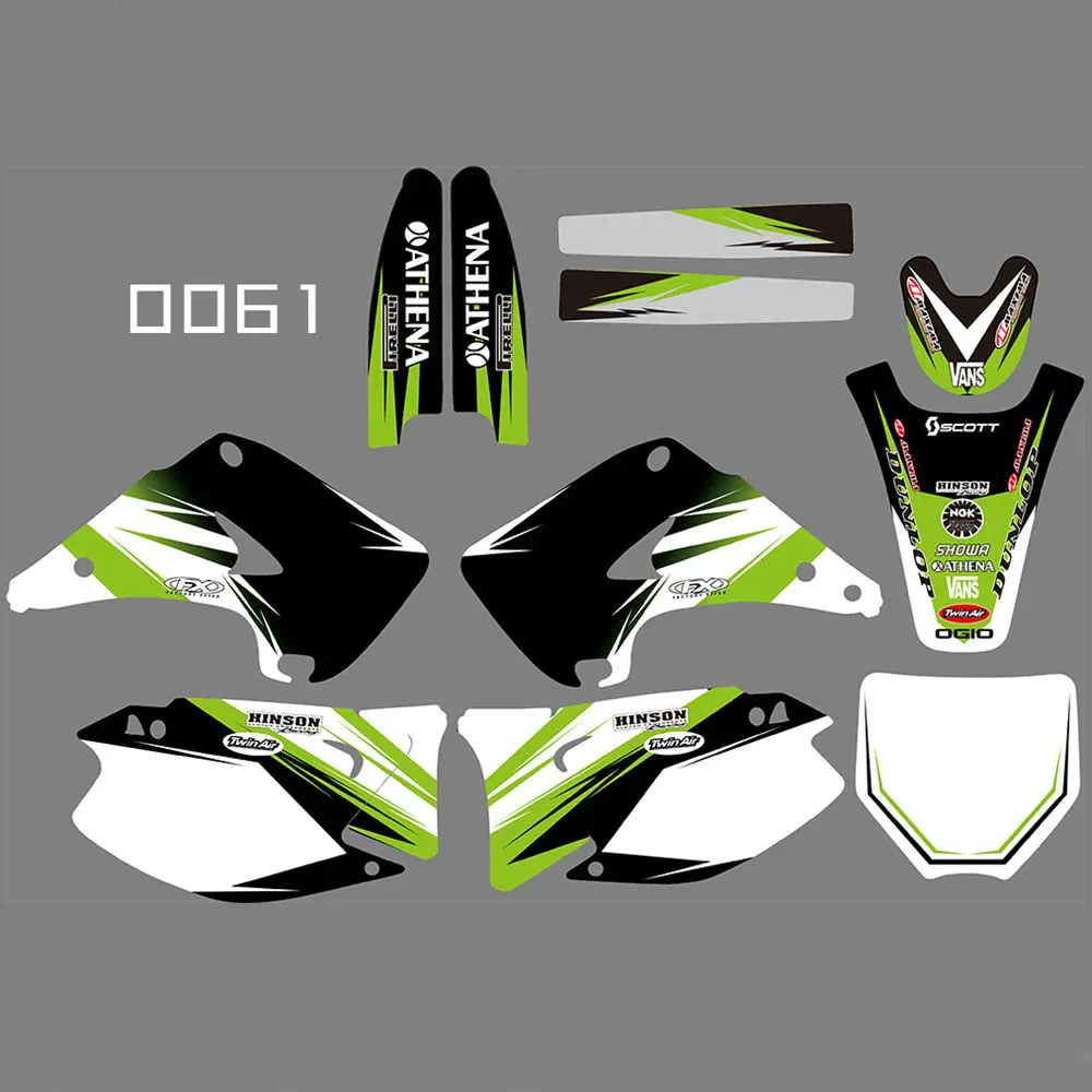 

FOR KAWASAKI KX125 KX250 2003-2012 Full Graphics Decals Stickers Kit Custom Number Name Glossy Stickers Waterproof