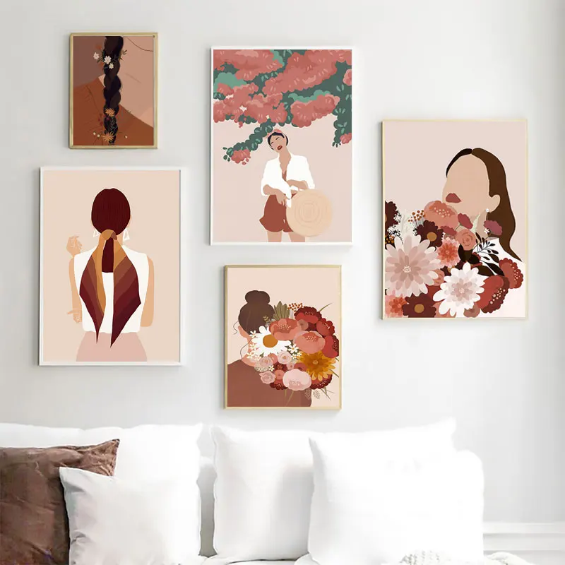 Fashion-Vintage-Girl-Abstract-Figure-Wall-Art-Canvas-Painting-Nordic-Posters-and-Prints-Wall-Pictures-for