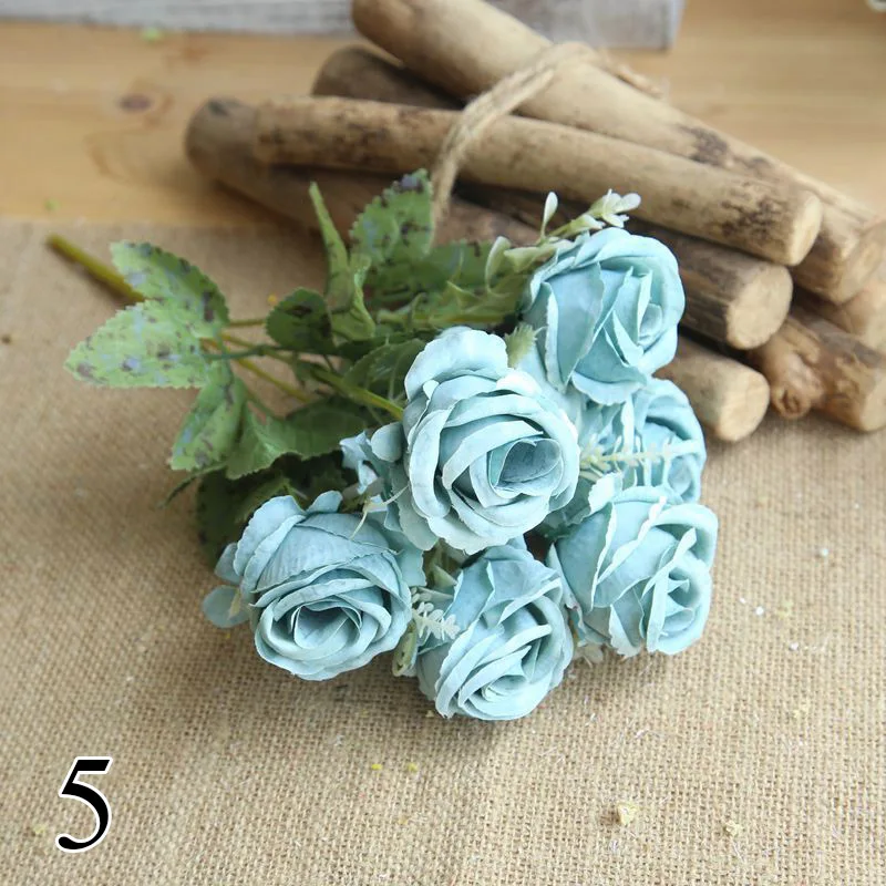 6 голов шелковые розы невесты Bbouquet Свадебные Рождественские украшения для дома декоративная ваза цветочный горшок Искусственные цветы аксессуары - Цвет: 5