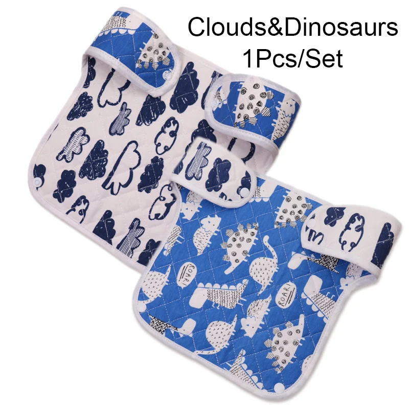 clouds dinosaurs Детские нагрудники с ремешком, двусторонний мультяшный впитывающий грязеотталкивающий детский слюнявчик S7JN - Цвет: clouds dinosaurs