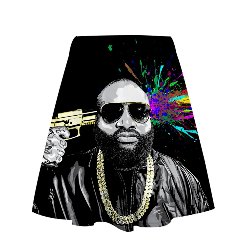 Rick Ross Женская юбка с завышенной талией Осенняя Плиссированная Юбка До Колена, юбка с принтом Rap, модная юбка-стрейч, 1 шт