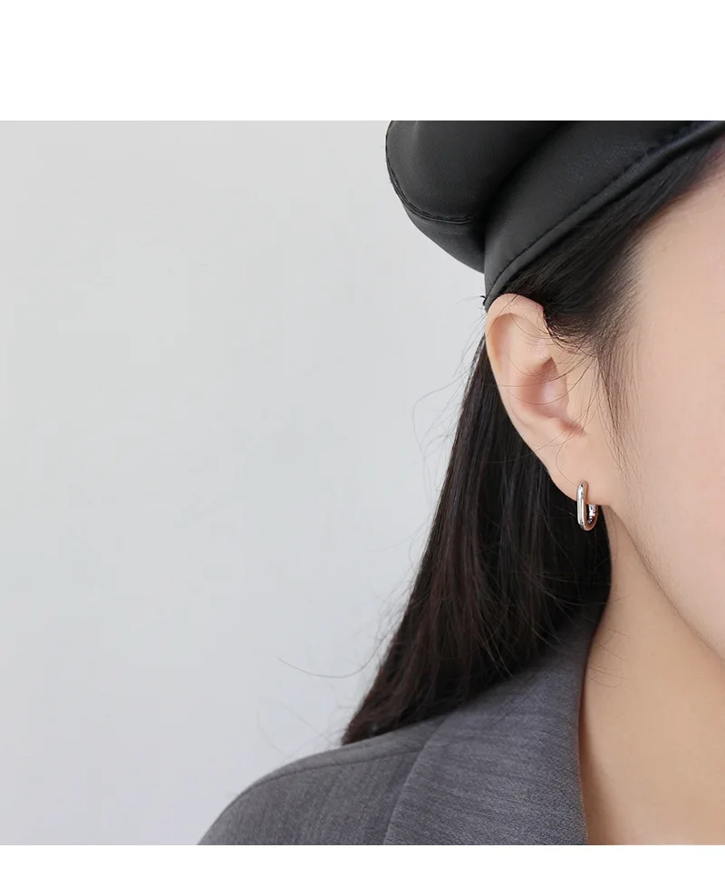 Oval Geometric Piercing 925 Sterling Silver Earrings for Women Gold Small Hoop Earrings Engagement Earings Fashion Jewelry 2019 (12)