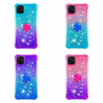 

Quicksand Soft TPU Case For Samsung Galaxy Note 10 Pro 360 For Iphone 11 2019 Finger Metal Ring+Shockproof Bling Liquid 50pcs
