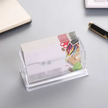 

Desktop Office Business Card Holder Stand Clear Transparent Acrylic Counter Top Display Stand Desk Accessories hot sale