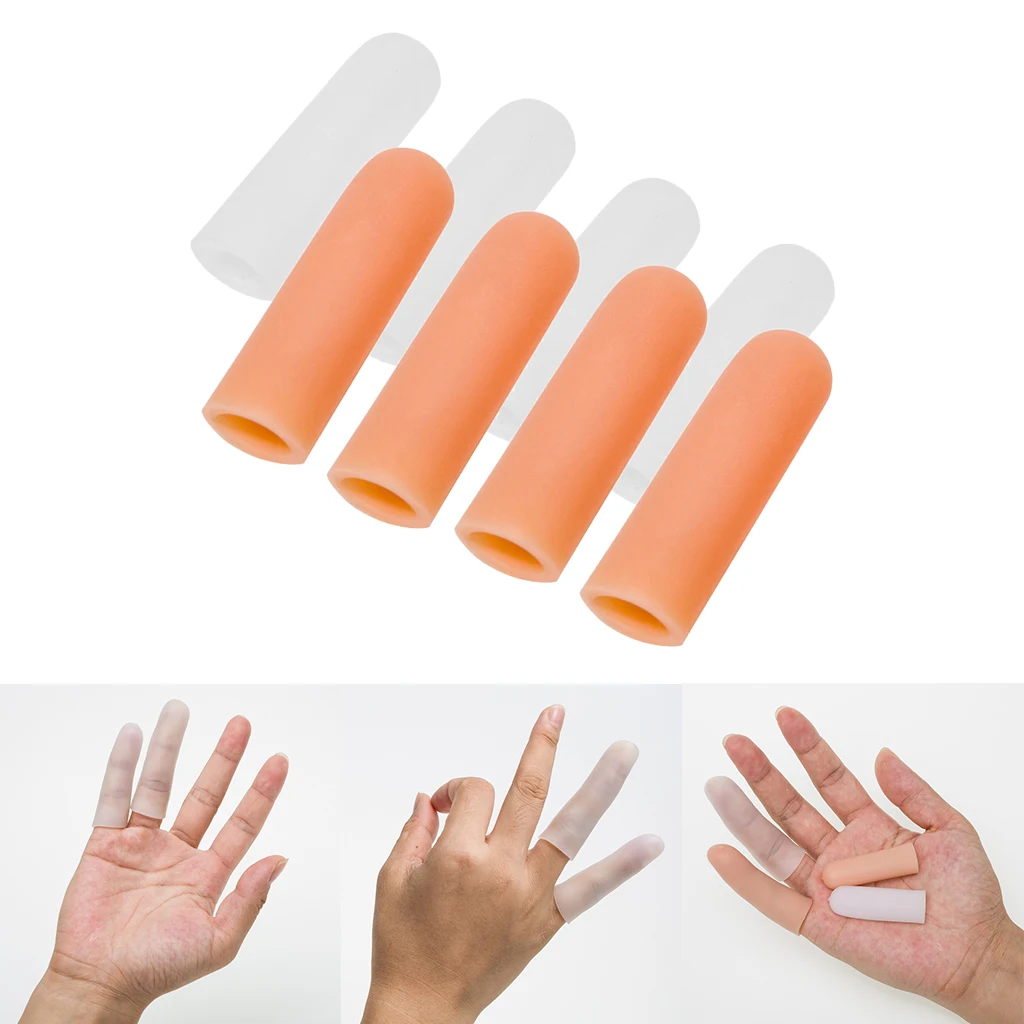 4 Pairs Silicone Finger Arthritis Protective Splint Cap Cover Sleeves Tubes