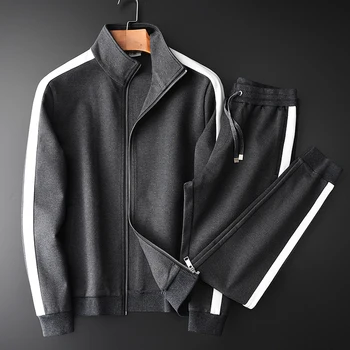 

New Autumn Mens Sets (sweater+pants) Luxury Stand Collar Mens Sweater Plus Size 4xl Fashion Elastic Waist Slim Fit Man Pants