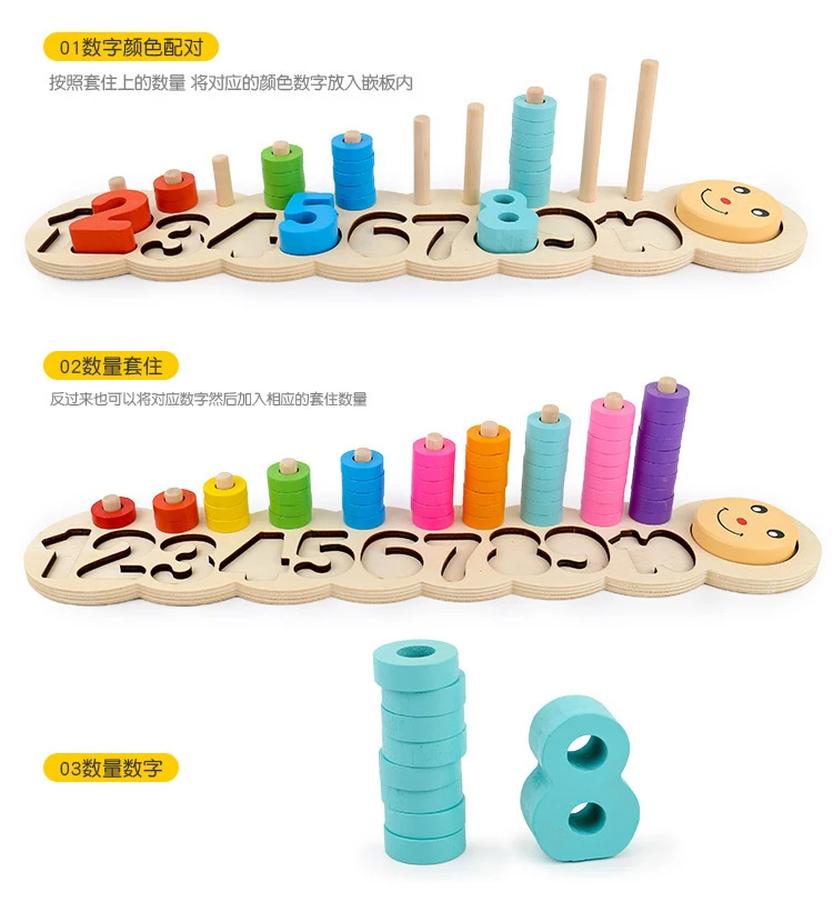 Logarithmic Children Early Education Shape Educational with Numbers Infants Board 1-2-3-Year-Old Teaching Aids Educational Match