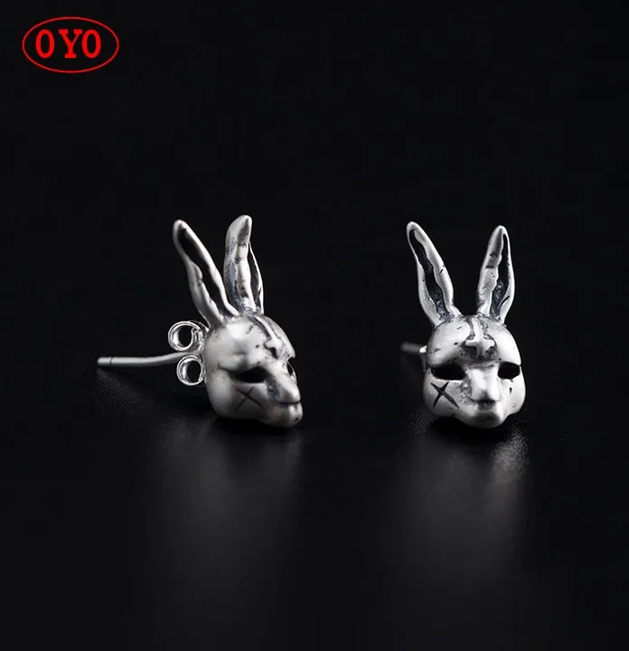 

s925 silver retro new fashion compact Chinese style rabbit earrings