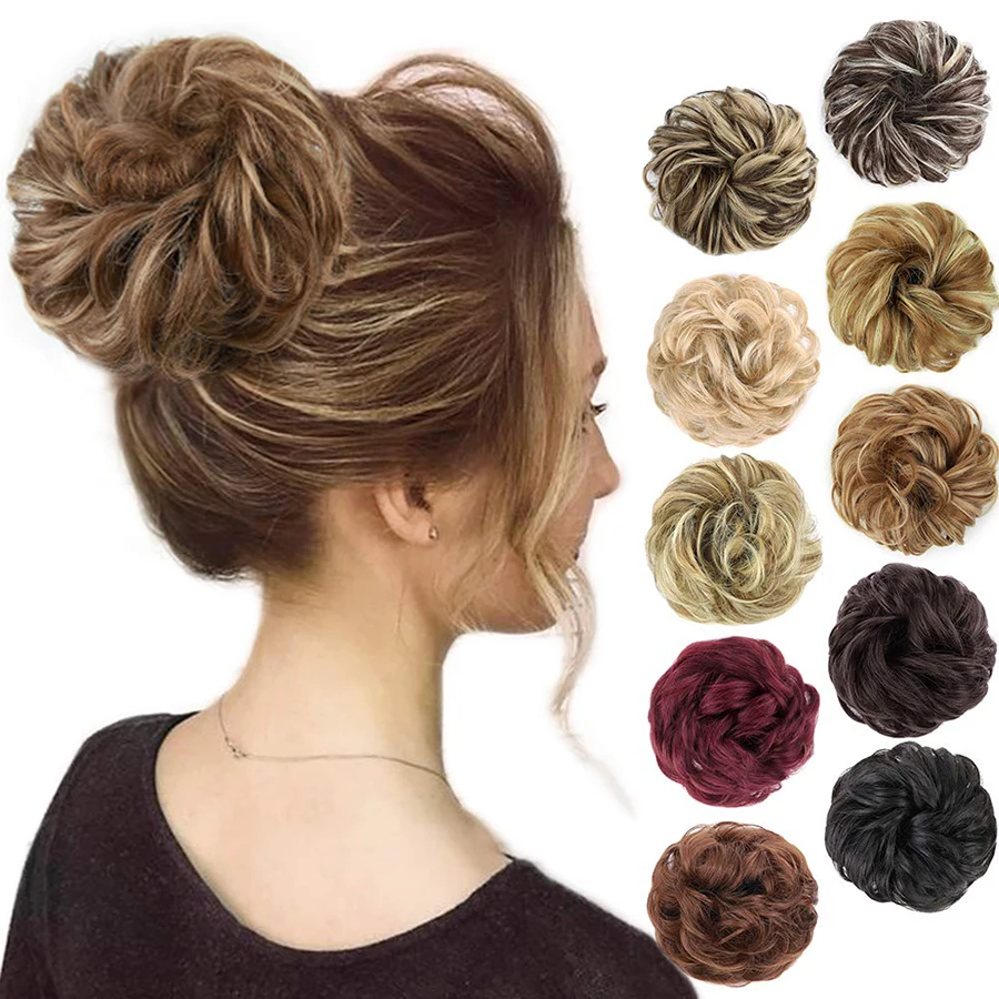 

elastic band with hair messy bun scrunchie chignon with elastic band messi hairpieces donut for women