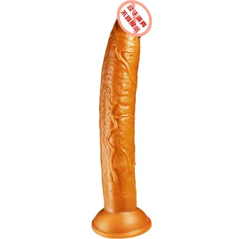 25*4cm Sex Machine Attachment Senior Soft Liquid Silicone Long Gold Dildo Suction Cup Anal Plug Penis Love Toys For Adult M07 5