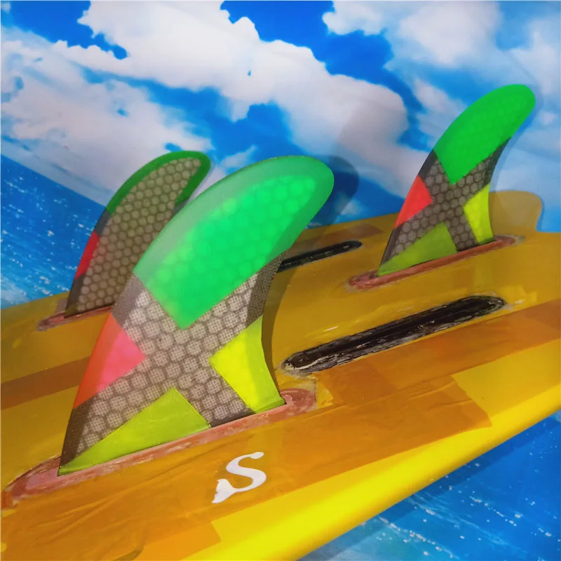 Для будущих планок для серфинга плавники три плавника набор для будущих коробок G7 размер стекловолокна соты с углеродом Лидер продаж серфинга плавник серфинга