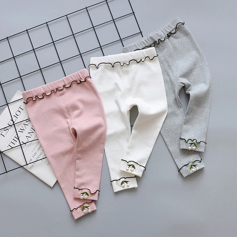 Осенние тонкие леггинсы Bambina хлопковые однотонные укороченные штаны с фруктами леггинсы для маленьких девочек