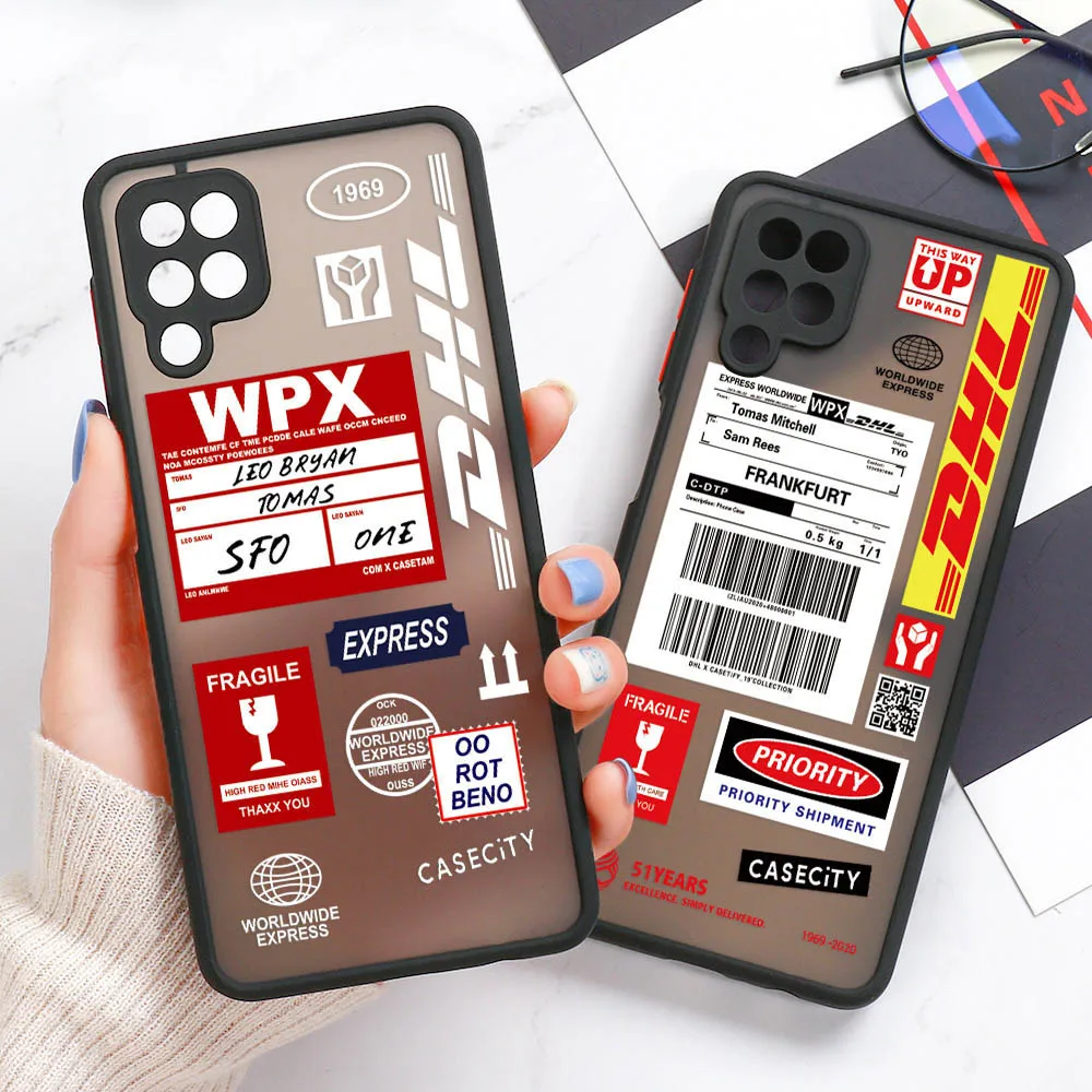 Label Case For Samsung A32 Case On Samsung A71 A72 A52 A42 A31 A51 A50 A70 A30 M31 Matte Funda Camera Lens Protection Back Cover