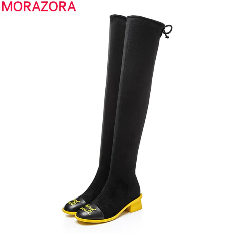 MORAZORA/2020 новые брендовые Сапоги выше колена высокого качества модная обувь