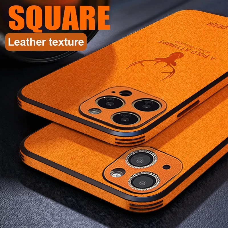 Leather Coque Phone Case for Iphone 13 11 12 Pro Max Square