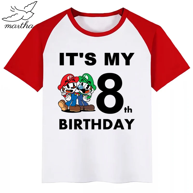 Новое поступление; детская одежда; футболка для мальчиков; одежда для детей с принтом на день рождения и День рождения; топы для девочек; костюм; футболка для мальчиков - Цвет: RedH
