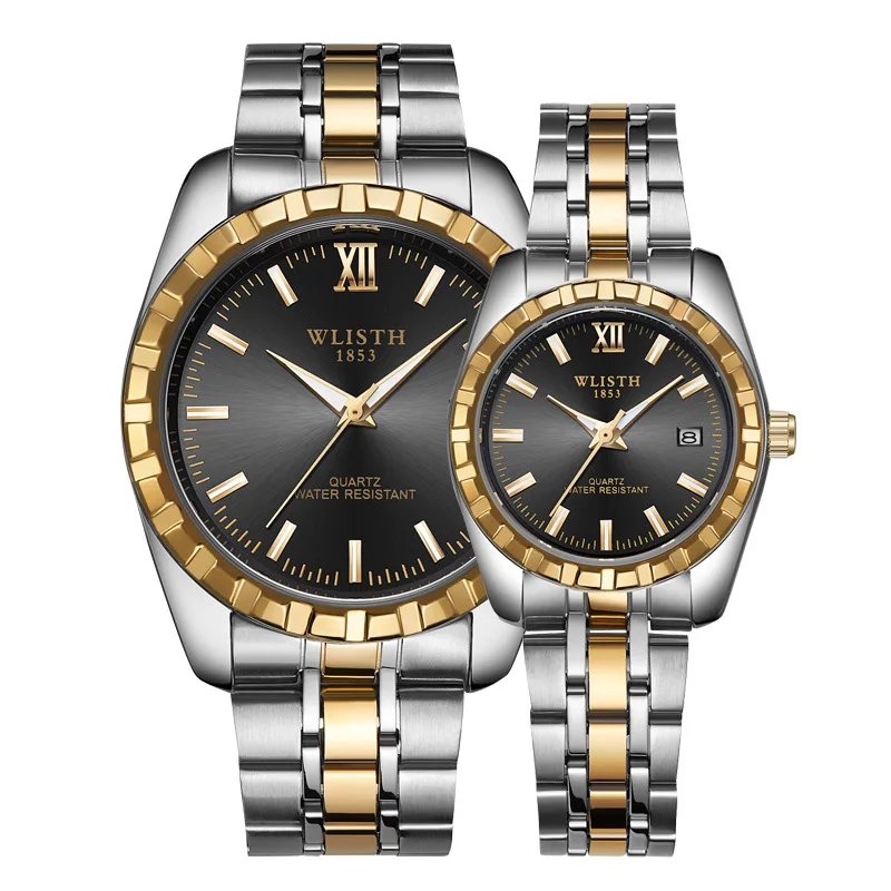 Hot Sale  Cross Border Foreign Trade Couple Watch IP Gold Does Not Fade Steel Belt MEN'S Watch WOMEN'S Wristw