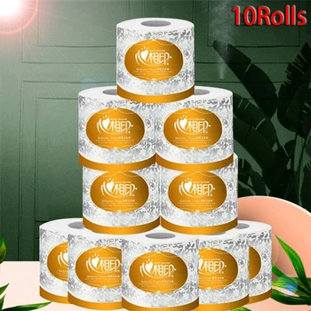 

10 Rolls Toilet Paper Strong Soft Bath Tissue Giant Roll Skin-Friendly Toilets Kitchens Workshops Restaurants