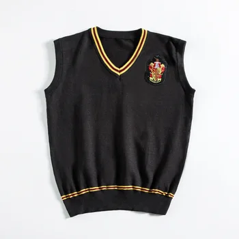 

Hermione Sweater Cosplay Gryffindor Slytherin Ravenclaw Hufflepuff Sweater with Tie Waistcoat All-match Daily Clothes Potter Cos