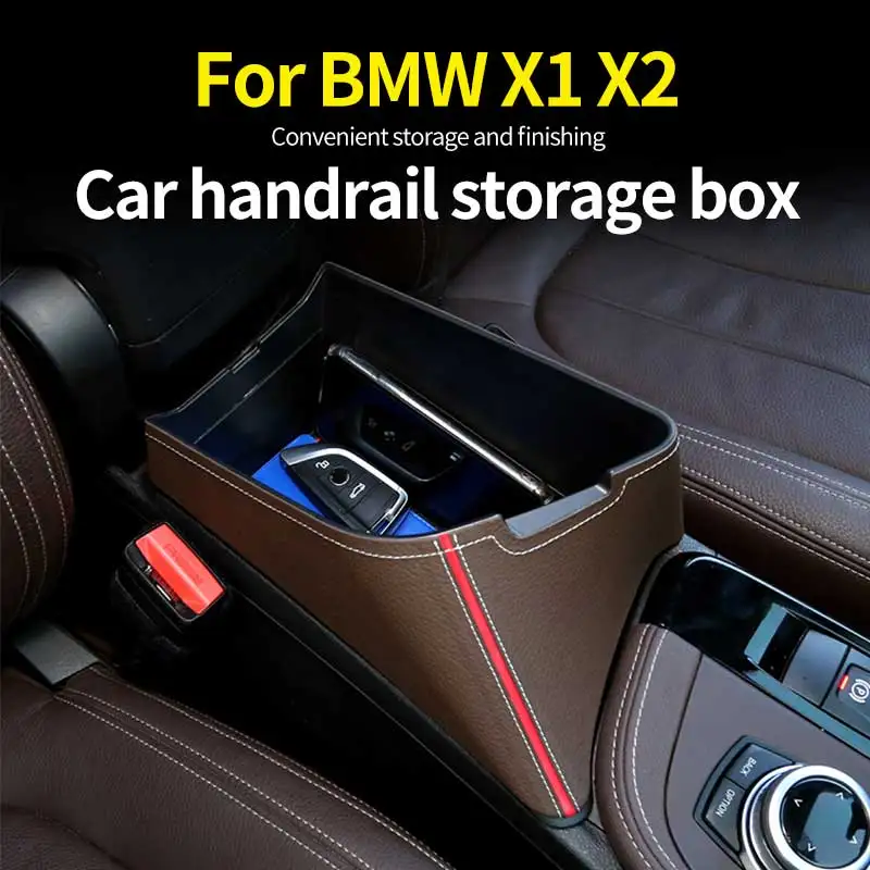 

Car Central Armrest Storage Box Container Holder Tray Car handrail storage box Leather storage box For BMW X1 X2 2016-2020