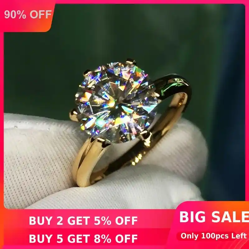Solitaire 1 5ct Lab Diamond 24k Gold Ring Original 925 Sterling Silver Engagement Wedding Band Rings For Women Bridal Jewelry Rings Aliexpress