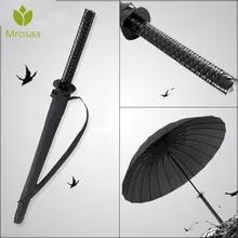 Стильный черный японский самурай ниндзя меч катана Зонт от солнца и дождя ветрозащитные Длинные зонтики полуавтоматические 8,16, 24 ребра