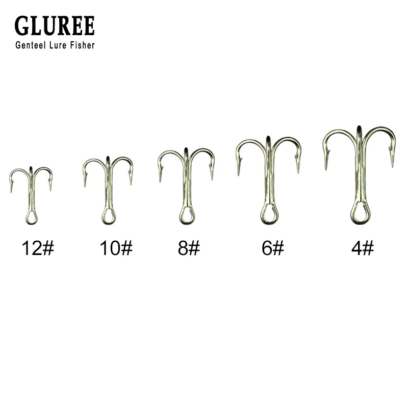 GLUREE 30 шт./лот 4#6#8#10#12# Тройной Крючок из высокоуглеродистой стали рыболовный крючок белые никелевые Якорные крючок для карпа рыболовные снасти