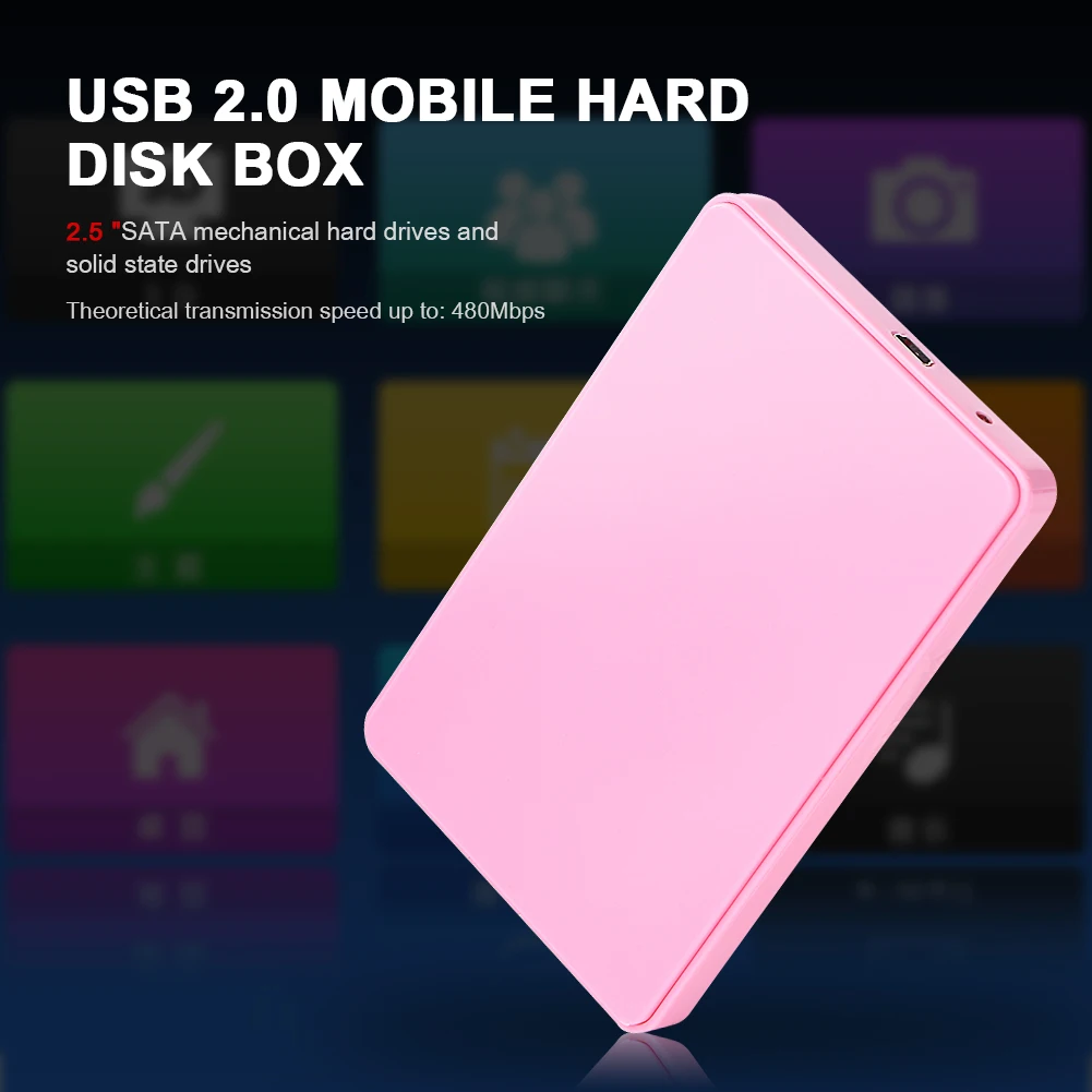 2.5 inch USB 2.0 SATA HDD Hard Disk Drive Box External Case Portable Mobile SSD with Cable Pouch New | Компьютеры и офис