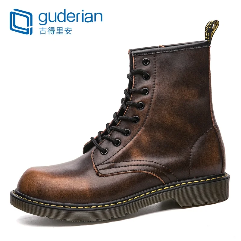 

Brand Men's Boots Genuine Leather Winter Autumn Men Motorcycle Boots Vintage Military Boot Waterproof Work Boots Botas De Hombre