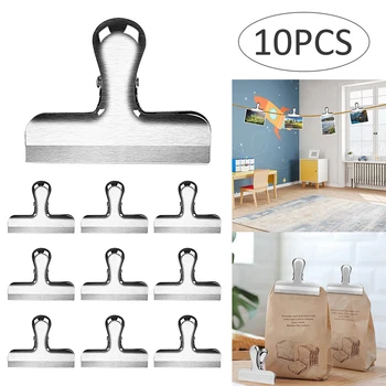 

10 pcs Heavy Duty Bags Clips Stainless Steel Kitchen Food Storage Clip Accessories Chip Bag Clips For Air Tight Seal Grip 3inch