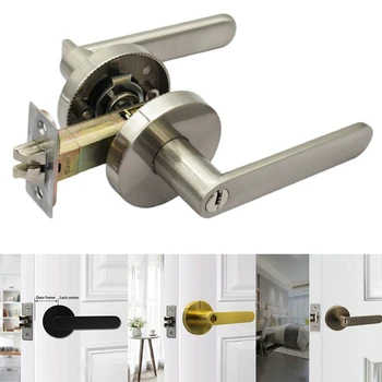 

Door Handle Lock Square Channel Privacy Mask Interior Bedroom Room Bathroom Three-Bar Spherical Lock