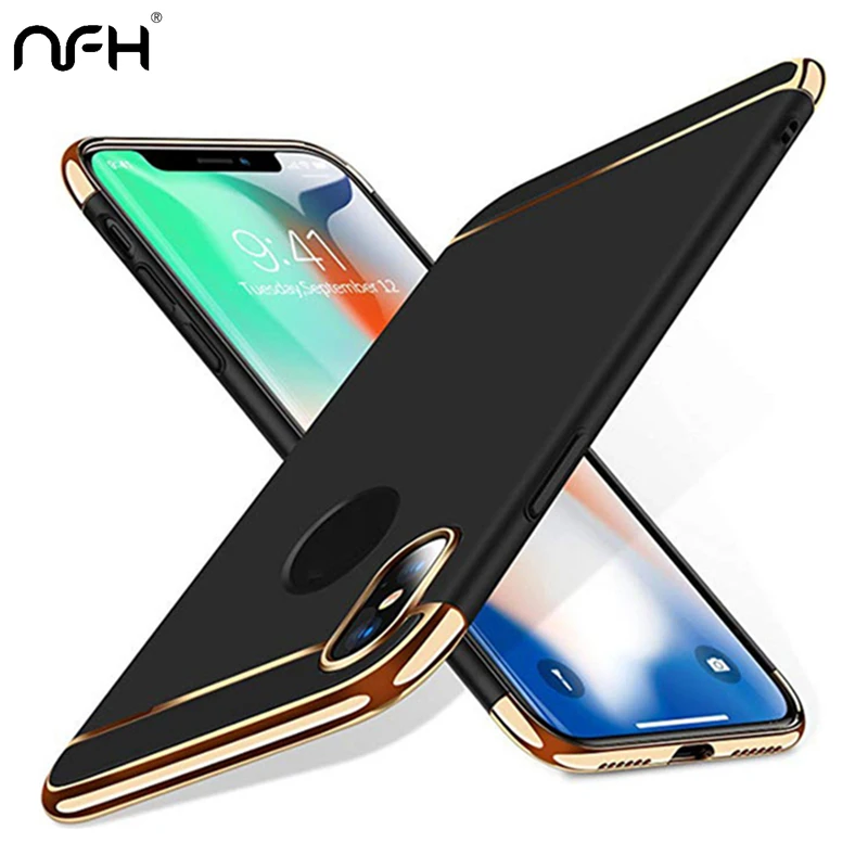 Ultra Thin Hard Plastic Gold Plating Matte Case For iPhone X Slim Bumper Protection On Housing XS Phone Cover MAX | Мобильные