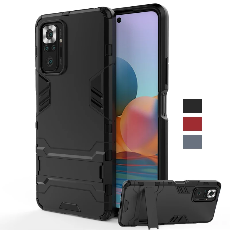 

Для Xiaomi Redmi Примечание 10 Pro Max чехол противоударный бампер робот кронштейн повышенной прочности с протекторным рисунком и подставкой чехол-накладка для телефона Redmi Note 10 Pro Max чехол